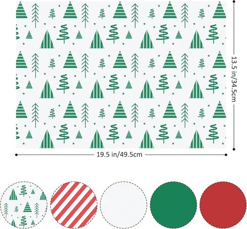 120 ورقة مناديل عيد الميلاد لحقائب الهدايا، مناديل ورقية باللونين الأحمر والأخضر والأبيض، مجموعة متنوعة من ورق تغليف الهدايا، ورق مناديل عيد الميلاد للحرف اليدوية وديكور العطلات in Kuwait