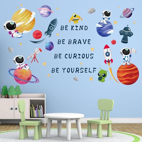Outer Space Planets Wall Decals - Astronaut Rocket Boys Wall Stickers - Baby Nursery Kids Room Daycare Playroom Wall Decor in Saudi Arabia