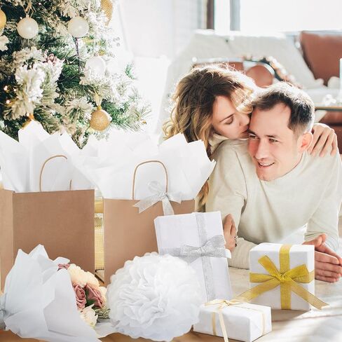 Simetufy ورق مناديل أبيض لحقائب الهدايا، 75 ورقة مقاس 14 × 20 بوصة ورق تغليف أبيض للتغليف، مجموعة مناديل تغليف الهدايا للعطلات، وأعياد الميلاد، والكريسماس، وديكور الحفلات والحرف اليدوية اليدوية in Saudi Arabia