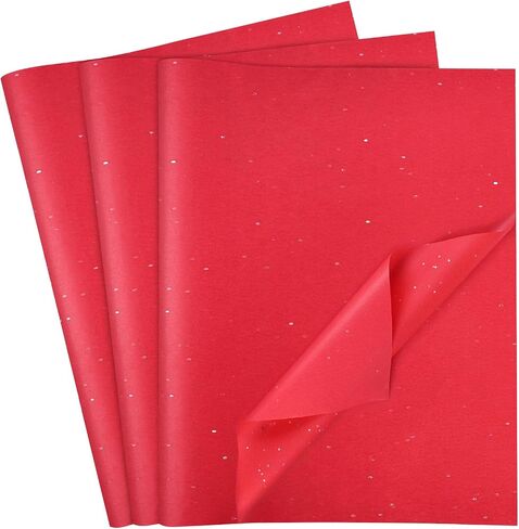 Koogel 120 Sheets White Glitter Tissue Paper, 20"x14" Tissue Paper with Glitter Sparkle Gift Wrapping Tissue Paper for Wedding Birthday DIY Project in Saudi Arabia