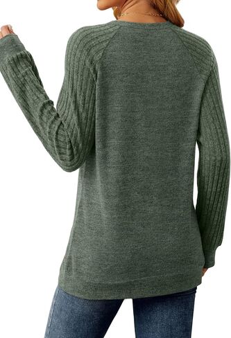 Saloogoe Tunic Sweatshirts for Women Crewneck Lightweight Sweaters Raglan Long Sleeve Shirts Fall Fashion Tops 2024 in Saudi Arabia