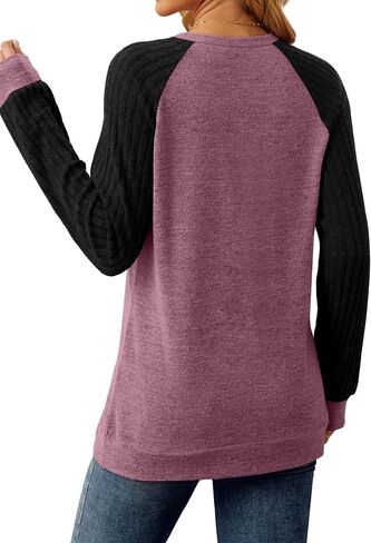 Saloogoe Tunic Sweatshirts for Women Crewneck Lightweight Sweaters Raglan Long Sleeve Shirts Fall Fashion Tops 2024 in Saudi Arabia