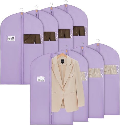 Syeeiex 40" Suit Bag, Set of 8 Garment Bags for Hanging Clothes, Suit Bags for Closet Storage, Suit Cover Bags, Garment Bags for Suits, T-shirts, Jackets, Coats, Business Wear (Black) in Saudi Arabia