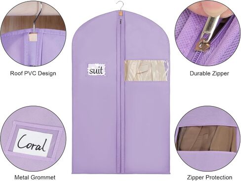 Syeeiex 40" Suit Bag, Set of 8 Garment Bags for Hanging Clothes, Suit Bags for Closet Storage, Suit Cover Bags, Garment Bags for Suits, T-shirts, Jackets, Coats, Business Wear (Black) in Saudi Arabia
