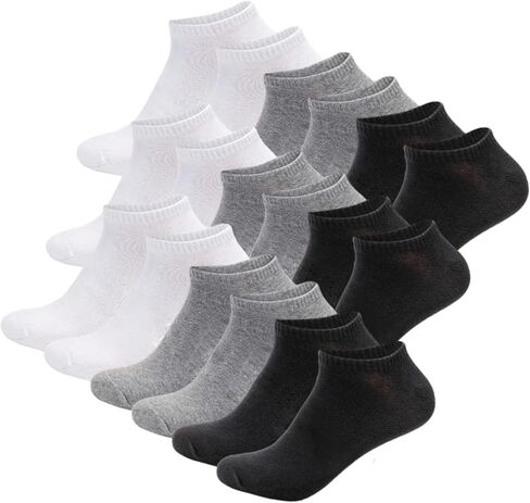 No Show Socks for Men, 9 Pairs, Athletic Ankle Socks, White, Black, Grey, Medium, Black/White/Gray in Saudi Arabia