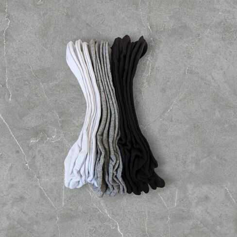 No Show Socks for Men, 9 Pairs, Athletic Ankle Socks, White, Black, Grey, Medium, Black/White/Gray in Saudi Arabia