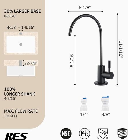 KES RO صنبور تصفية المياه صنبور غير فجوة الهواء مياه الشرب صنبور المشروبات لأنظمة التناضح العكسي نظام تنقية المياه 304 الفولاذ المقاوم للصدأ النهاية المصقولة، Z504CLF-BS in Kuwait