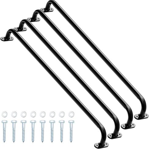 Lounsweer 4 Pack 37 Inch Playhouse Ladder Handle Black Monkey Bars Metal Safety Handles Grab Handle Bars for Kids Playground Accessories for Outdoor Games Backyard Ladder House Tree House in Saudi Arabia