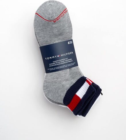 Tommy Hilfiger Mens Athletic Socks Cushion Quarter Cut Ankle Socks (6 Pack), Size 7-12, White Assorted in Saudi Arabia