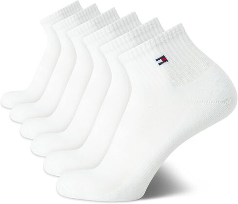 Tommy Hilfiger Mens Athletic Socks Cushion Quarter Cut Ankle Socks (6 Pack), Size 7-12, White Assorted in Saudi Arabia