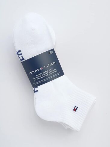 Tommy Hilfiger Mens Athletic Socks Cushion Quarter Cut Ankle Socks (6 Pack), Size 7-12, White Assorted in Saudi Arabia