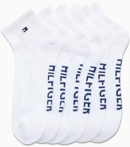 Tommy Hilfiger Mens Athletic Socks Cushion Quarter Cut Ankle Socks (6 Pack), Size 7-12, White Assorted in Saudi Arabia