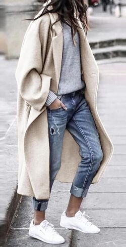 Women's Winter Pea Coat Notch Lapel Single Breasted Oversized Long Casual Wool Blend Overcoat in Kuwait