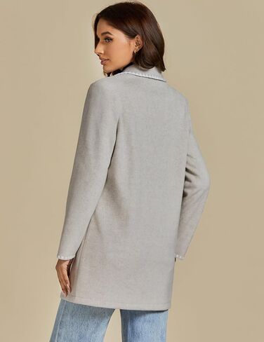 luvamia Pea Coats for Women Trendy Embroidered Contrast Trim Long Peacoat Jackets Lapel Button Winter Coat with Pockets in Kuwait