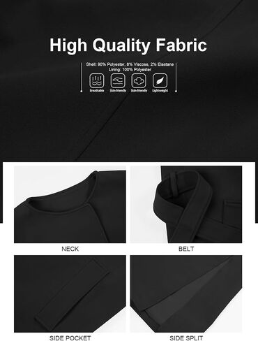 Cicy Bell Womens Long Winter Pea Coats Oversized Warm Open Front Overcoats Jackets with Belt in Saudi Arabia