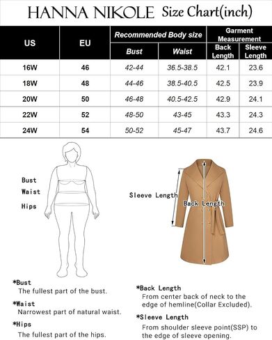 Hanna Nikole Women's Plus Size Winter Wool Coat Double Breasted Peacoats with Belt Notch Lapel Mid-Long Trench Coats 2024 in Saudi Arabia