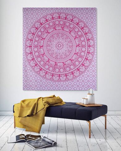 Marubhumi Tapestry Wall hangings Black and White Hippie Mandala Tapestry Wall Art Collage Dorm Beach Throw Bohemian Tapestry Wall Decor Boho Bedspread (Queen 85 x 90 Inch, Purple Dye) in Saudi Arabia