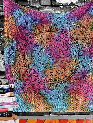 Marubhumi Tapestry Wall hangings Black and White Hippie Mandala Tapestry Wall Art Collage Dorm Beach Throw Bohemian Tapestry Wall Decor Boho Bedspread (Queen 85 x 90 Inch, Purple Dye) in Saudi Arabia