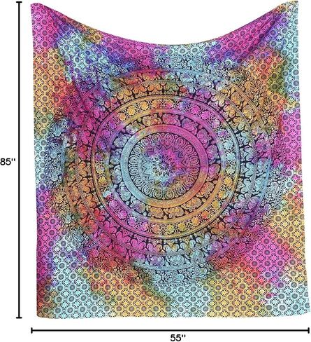 Marubhumi Tapestry Wall hangings Black and White Hippie Mandala Tapestry Wall Art Collage Dorm Beach Throw Bohemian Tapestry Wall Decor Boho Bedspread (Queen 85 x 90 Inch, Purple Dye) in Saudi Arabia