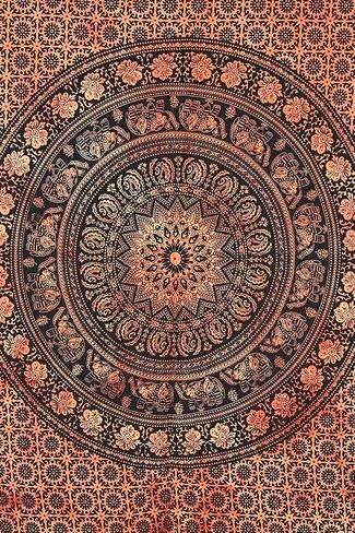 Marubhumi Tapestry Wall hangings Black and White Hippie Mandala Tapestry Wall Art Collage Dorm Beach Throw Bohemian Tapestry Wall Decor Boho Bedspread (Queen 85 x 90 Inch, Purple Dye) in Saudi Arabia