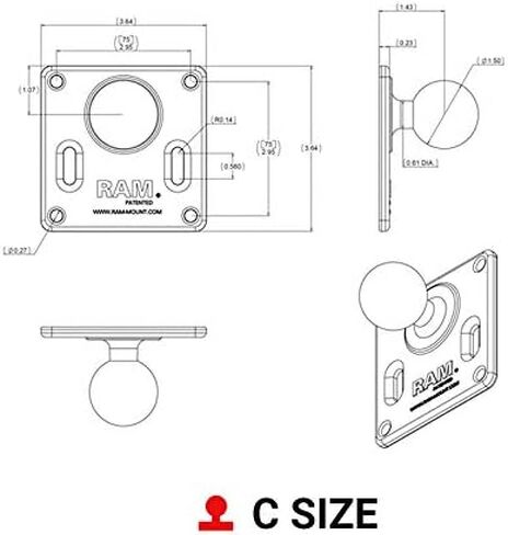 RAM Mounts 100x100mm VESA Plate with Ball RAM-246U with C Size 1.5" Ball in Saudi Arabia