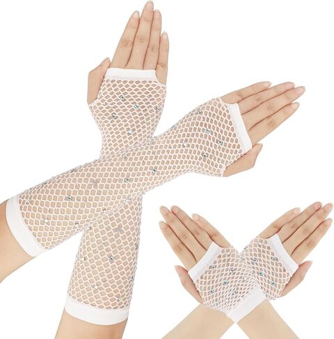 Fishnet Gloves Fingerless Fish Net Arm Sleeves Costume Accessories Women Girls Fingerless Mesh Gloves Halloween in Saudi Arabia