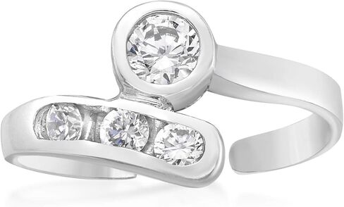 خاتم اصبع القدم مفتوح قابل للتعديل من Lavari Jewelers للنساء - ذهب أبيض عيار 10 قيراط مع خاتم زركونيا مكعب لها - مقاس واحد أنيق يناسب معظم أصابع القدم - مجوهرات الجسم CZ بعرض 7.2 مم in Saudi Arabia