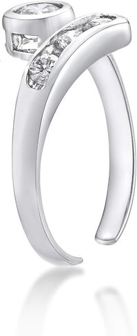 خاتم اصبع القدم مفتوح قابل للتعديل من Lavari Jewelers للنساء - ذهب أبيض عيار 10 قيراط مع خاتم زركونيا مكعب لها - مقاس واحد أنيق يناسب معظم أصابع القدم - مجوهرات الجسم CZ بعرض 7.2 مم in Saudi Arabia