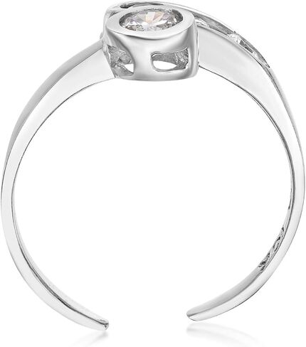 خاتم اصبع القدم مفتوح قابل للتعديل من Lavari Jewelers للنساء - ذهب أبيض عيار 10 قيراط مع خاتم زركونيا مكعب لها - مقاس واحد أنيق يناسب معظم أصابع القدم - مجوهرات الجسم CZ بعرض 7.2 مم in Saudi Arabia