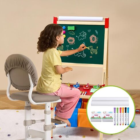 VEVOR Easel Accessory Set, 32 PCS Kid's Art Easel Painting Kit Including Chalks, Dry-Erase Markers & Paper Rolls, Supplies Set for Standing Art Easel, Painting Accessories for Toddlers Boys and Girls in Saudi Arabia