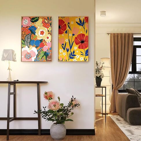 SupaDiya مؤطرة مع حامل 4 عبوات طلاء يدوي بالأرقام، مجموعة من الألوان المائية من الأكريليك سهلة الرسم على القماش على القماش مع حامل لديكور جدار المنزل والهدايا, 7.8x11.8inch in Kuwait