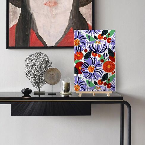 SupaDiya مؤطرة مع حامل 4 عبوات طلاء يدوي بالأرقام، مجموعة من الألوان المائية من الأكريليك سهلة الرسم على القماش على القماش مع حامل لديكور جدار المنزل والهدايا, 7.8x11.8inch in Kuwait