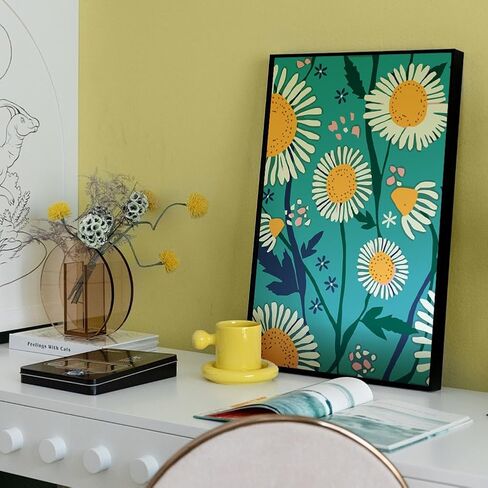 SupaDiya مؤطرة مع حامل 4 عبوات طلاء يدوي بالأرقام، مجموعة من الألوان المائية من الأكريليك سهلة الرسم على القماش على القماش مع حامل لديكور جدار المنزل والهدايا, 7.8x11.8inch in Kuwait