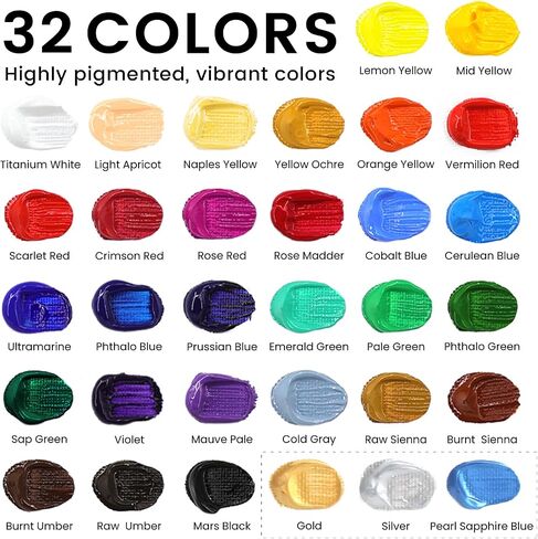 ARTALLY Acrylic Paint Set for Adults & Kids, 62 Pcs Canvas Painting Kits, 32 Colors Acrylic Paint (22ML),Table Easel,Brushes,Canvas, Art Painting Supplies Kit for Students,Artists,Beginners in Kuwait