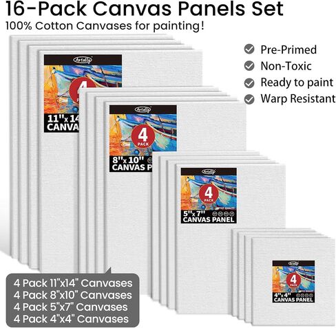 ARTALLY Acrylic Paint Set for Adults & Kids, 62 Pcs Canvas Painting Kits, 32 Colors Acrylic Paint (22ML),Table Easel,Brushes,Canvas, Art Painting Supplies Kit for Students,Artists,Beginners in Kuwait