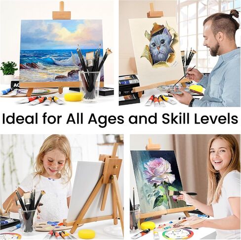 ARTALLY Acrylic Paint Set for Adults & Kids, 62 Pcs Canvas Painting Kits, 32 Colors Acrylic Paint (22ML),Table Easel,Brushes,Canvas, Art Painting Supplies Kit for Students,Artists,Beginners in Kuwait