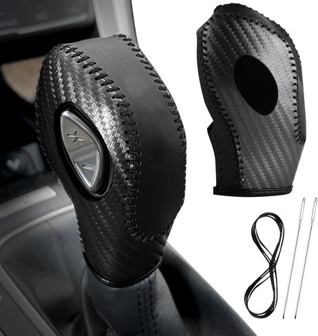 Car Gear Shift Cover Leather for Ford EcoSport Escape/Fiesta/Fusion/Focus/C-Max Energi Wagon/Transit Gear Shift Knob Cover Protector Trim Vehicle Interior Accessories(Black) in Saudi Arabia