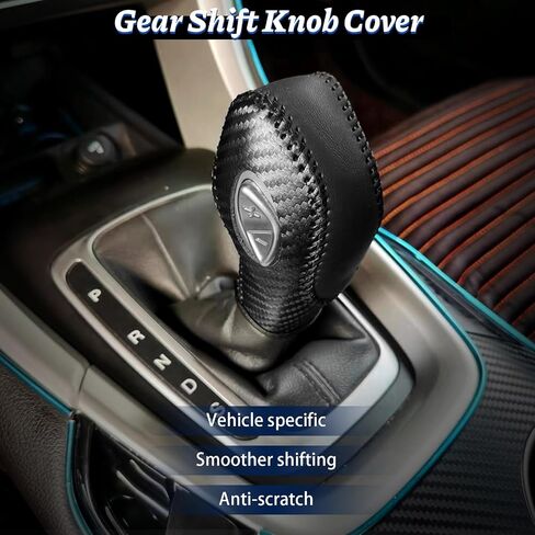 Car Gear Shift Cover Leather for Ford EcoSport Escape/Fiesta/Fusion/Focus/C-Max Energi Wagon/Transit Gear Shift Knob Cover Protector Trim Vehicle Interior Accessories(Black) in Saudi Arabia