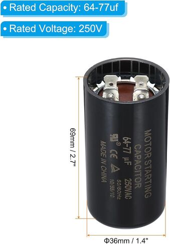 PATIKIL Motor Start Capacitor, 5 Pcs 189-227uF/Mfd 220-250V 50/60Hz CD60 Run Capacitor Motor Round Starting Capacitor for Electric Motor Starts Running in Saudi Arabia