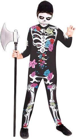RAISEVERN Girls Skeleton Costume Kids Halloween Cosplay Jumpsuit Bodysuit 3D Graphic Costumes Size 5-14 Years in Saudi Arabia