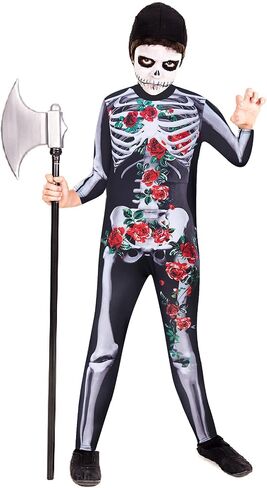 RAISEVERN Girls Skeleton Costume Kids Halloween Cosplay Jumpsuit Bodysuit 3D Graphic Costumes Size 5-14 Years in Saudi Arabia