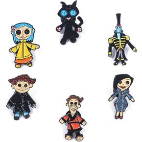 Coraline Enamel Pin Set - Coraline Costume Halloween Cosplay Jewelry - Christmas Gift for Women Men and Fans