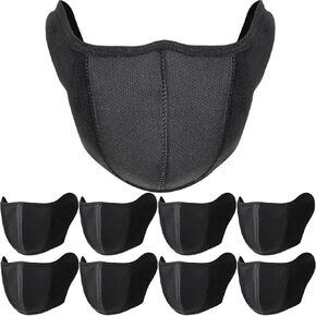 9 Pack Half Face Mask Motorcycle Face Mask Balaclava Winter Warm Windproof Mask Men Women Cold Weather Fleece Ear Warmer Face Cover for Skiing Snowboarding Running Outdoor Black