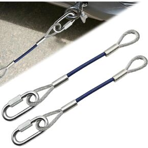 1 Pair Trailer Safety Towing Cables 12 Inch Extension for Towing Bar with Snap Hook Safety Latches - 8000 lbs Load Capacity