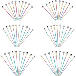 UNICRAFTALE 60pcs Rainbow Stainless Steel Head Pins 3 Sizes Straight Ball Head Pins Metal End Eye Pins Findings Earring Pins for Jewelry Making