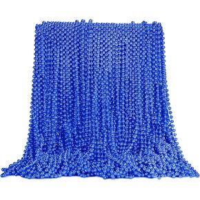 100Pcs Bead Necklace, 33 Inch 7 mm Gold Mardi Gras Beads Bulk Round Beaded Necklaces Costume Necklace for Mardi Gras Party Christmas Party Decor
