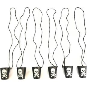 30 Pcs Halloween Beads Necklaces Halloween Skull Shot Glass Beads Necklaces Accessories Halloween Pirate Party Cups Decorations Supplies