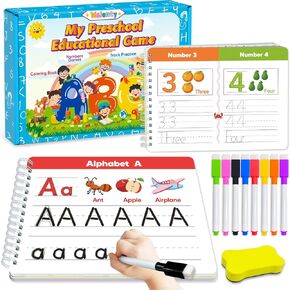 Preschool Learning Activities Kindergarten Workbooks, Toddler Busy Book Handwriting Practice Activity, Tracing Book for Kids 3-5, Montessori Educational Toys Gifts for 3 4 5 Year Old Boy Girl