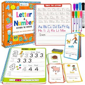 Preschool Learning Activities Line Tracing Number Letter for Kids, Wipe Clean Preschool Pre K Workbook Educational Game Fine Motor Skill Toddler Learning Toys Girl Boy Ages 2 3 4 5 Year Old
