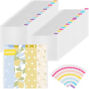 60 PCS Scrapbook Paper Storage Organizer with 120 Sticky Index Tabs for 12x12 Paper Storage,Clear PP Scrapbook Paper Storage Organizers for Holding Scrapbook Paper, Cardstock, Vinyl Paper